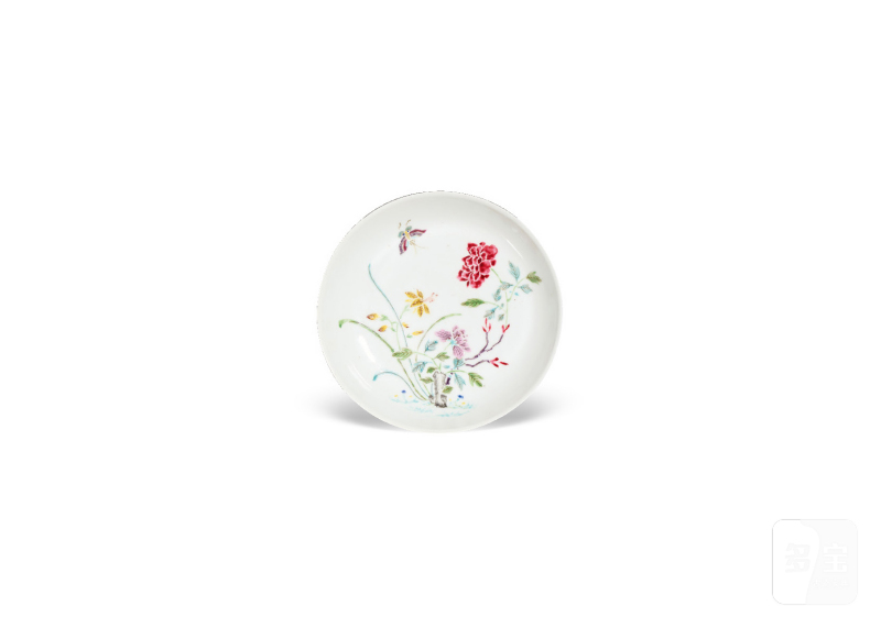 清雍正  粉彩蝶恋花盘 - 图1